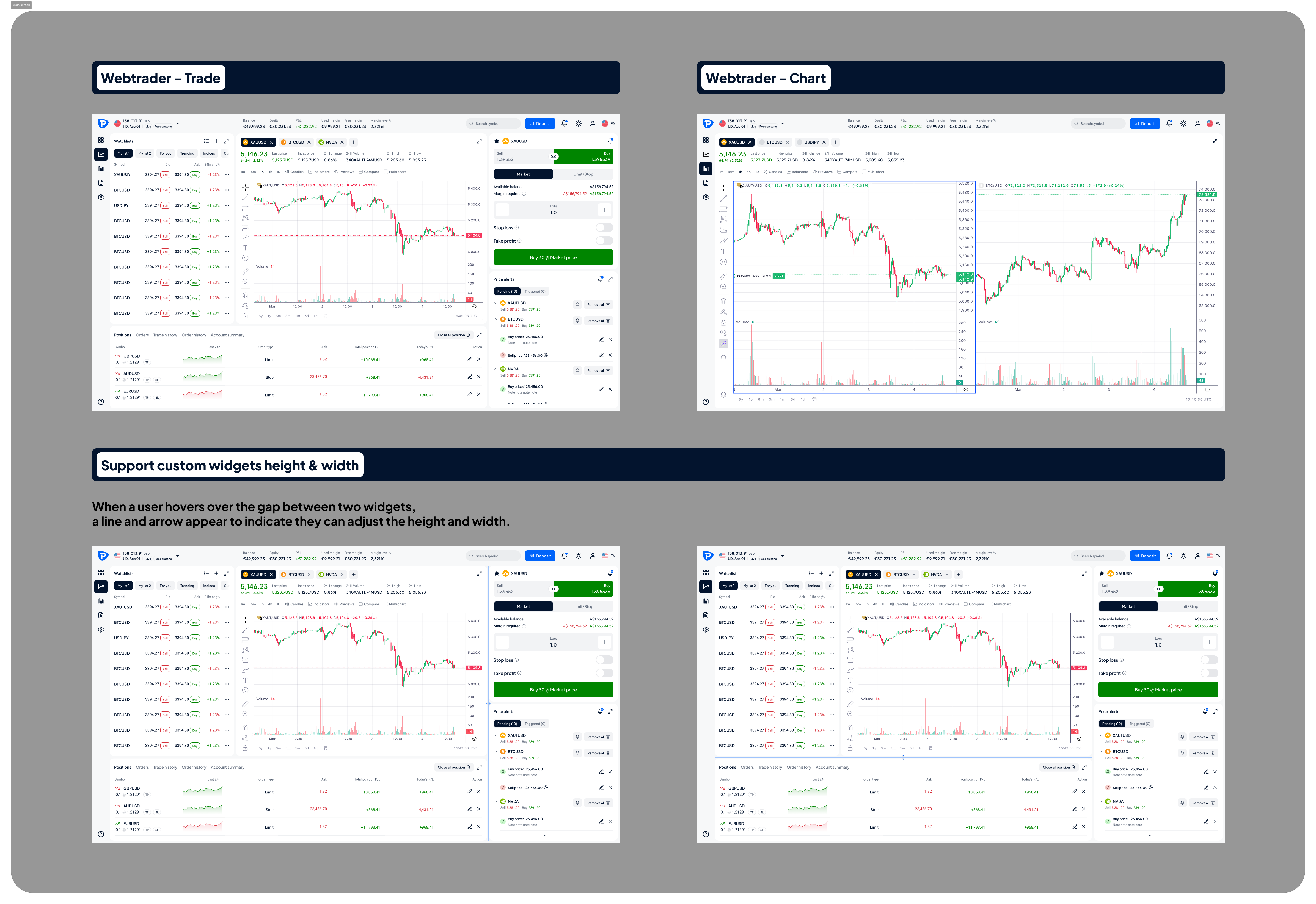 Main screen — the WebTrader POC key layout.