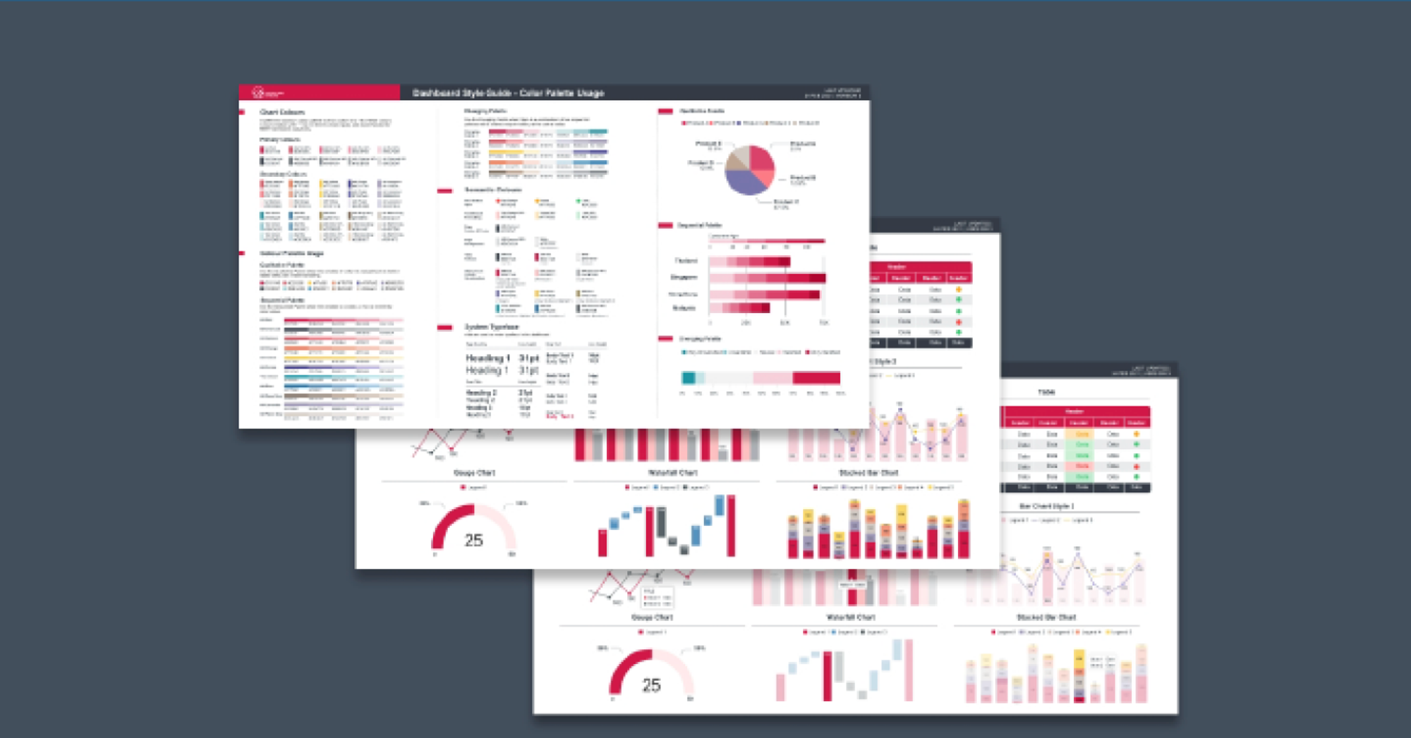 Visual style guide — colour, typography, composition & client-brand alignment within Power BI constraints.
