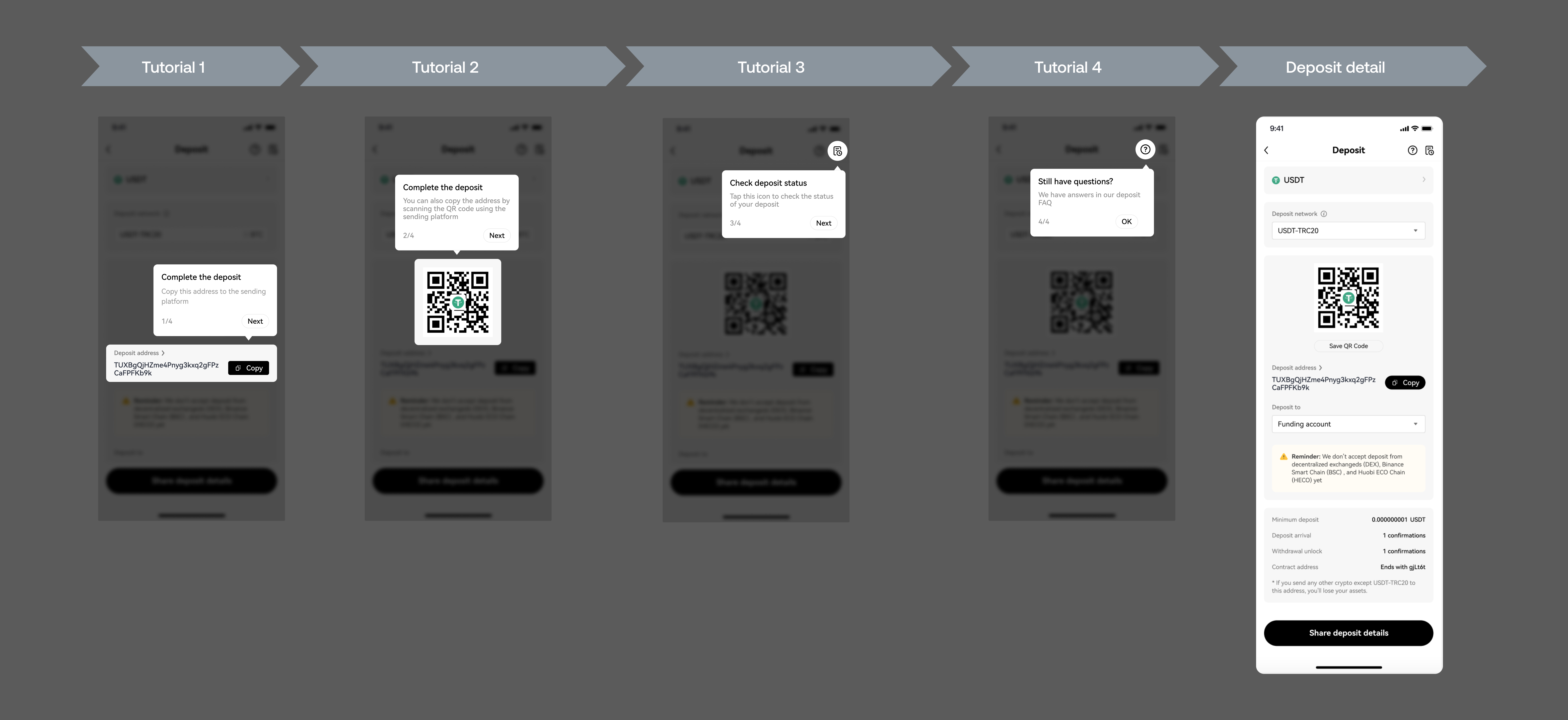 Real-time confirmation tracker — turns a 6-block wait into a calm progress bar.